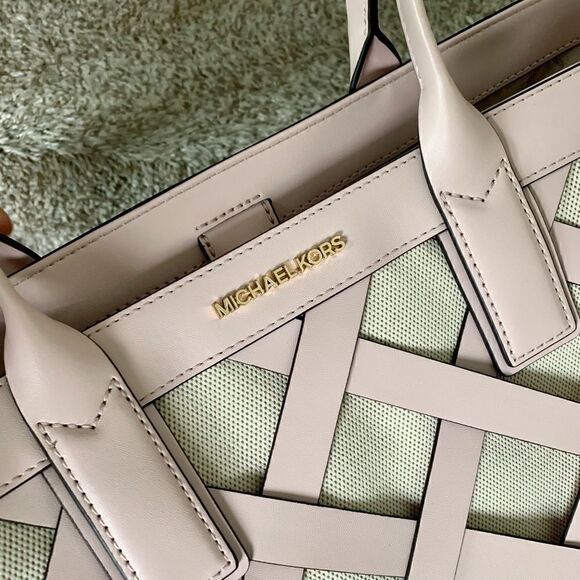 Michael Kors Sienna Leather with Canvas Large Tote - Picture 3 of 14